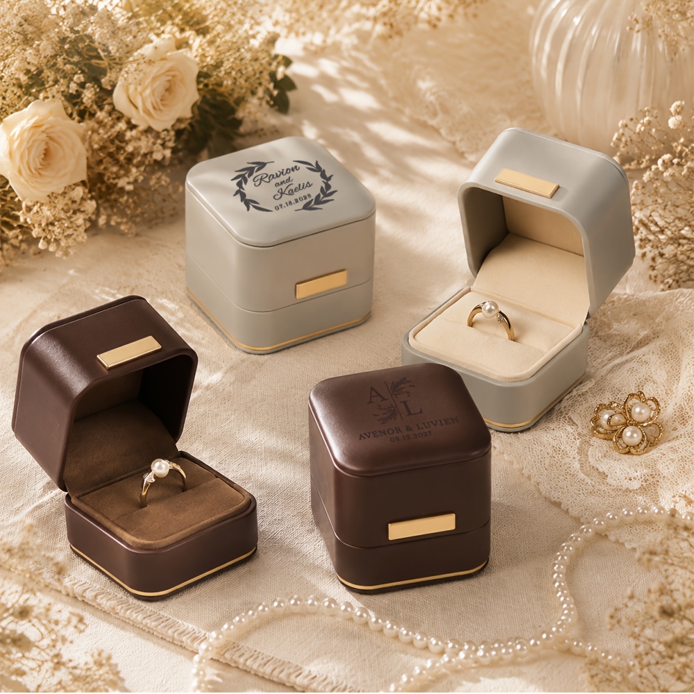 Personalized Faux Leather Jewelry Box for Engagement and Wedding